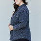 Davi & Dani Full Size Grid Curved Hem Denim Shacket