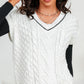 Contrast V-Neck Mixed Knit Top