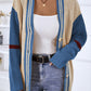 Striped Color Block Button-Up Cardigan