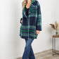 Davi & Dani Full Size Plaid Fringe Trim Pocket Coat