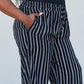 CY Fashion Full Size Striped Drawstring Waist Wide Leg Pants with Pockets