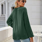 V-Neck Raglan Sleeve Ruched Detail Top