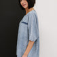 Zenana Out of the Blue Full Size Run Chambray High-Low Top