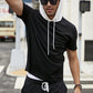 Contrast Drawstring Short Sleeve Hoodie
