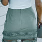 Zip-Back Tassel Hem Mini Skirt
