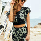 Botanical Print Flutter Sleeve Two-Piece Swim Set