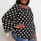 CY Fashion Polka Dot Party Full Size Bell Sleeve Blouse