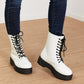 Weeboo Big Steps Platform Combat Boots in White