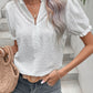 Swiss Dot Buttoned Puff Sleeve Blouse