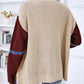 Striped Color Block Button-Up Cardigan