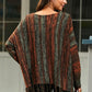 Striped Fringe Hem Round Neck Sweater