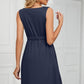 Buttoned V-Neck Sleeveless Mini Dress with Pockets