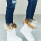 WILD DIVA Lace-Up Faux Fur Platform Snow Boots in White