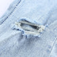 Distressed Frayed Trim Flared Jeans