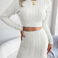 Cable-Knit Cropped Sweater and Knit Skirt Set