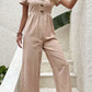 Short Puff Sleeve V-Neck Jumpsuit