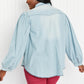 Davi & Dani Sitting Fireside Full Size Button Down Denim Shirt