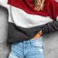 Color Block Round Neck Teddy Sweatshirt