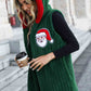 Christmas Graphic Contrast Hooded Brushed Vest