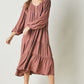 Davi & Dani Button Front Balloon Sleeve Tiered Midi Dress