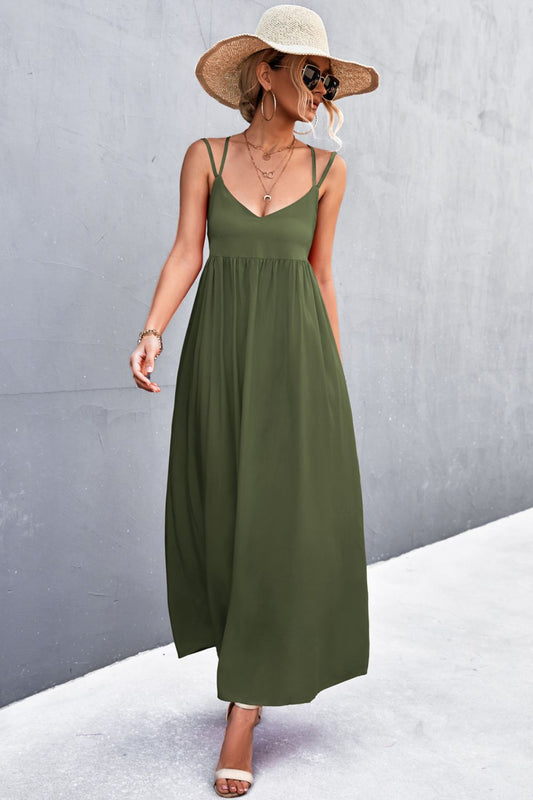 Double-Strap Crisscross Maxi Dress