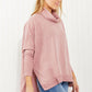 Zenana Love and Cuddles Full Size Cowl Neck Poncho Sweater in Light Rose