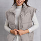 Zip Up Turtleneck Pocketed Vest Coat