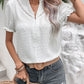 Swiss Dot Buttoned Puff Sleeve Blouse