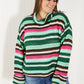 Davi & Dani Midwest Full Size Striped Turtleneck Sweater