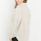 Zenana Through the Woods Gauze Raw Hem Button-Down Shirt in Sand Beige