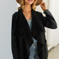 Sherpa Lining Waffle-Knit Open Front Jacket