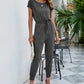 Drawstring Waist Short Sleeve Jogger Jumpsuit