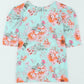 Summer Lover Floral Puff Sleeve Round Neck Blouse