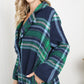 Davi & Dani Full Size Plaid Fringe Trim Pocket Coat