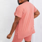 Zenana Full Size Slit Tee and Biker Shorts Set in Rose