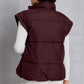 Zip Up Turtleneck Pocketed Vest Coat