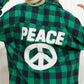 Davi & Dani Peace Sign Full Size Plaid Embroidered Patch Shacket