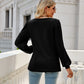 Waffle-Knit Puff Sleeve Square Neck Top