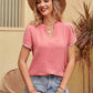 Contrast Trim Pom-Pom Detail Notched Neck Blouse