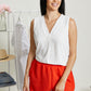 Cotton Bleu Ups and Downs Full Size Scalloped Airflow Shorts in Hot Coral