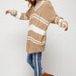 Davi & Dani Striped Drawstring Hooded Tunic Sweater