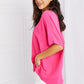 Zenana Full Size Textured V-Neck Tee in Fuchsia