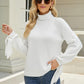 Tie-Cuff Raglan Sleeve Turtleneck Sweater
