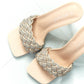 DELICACY Showstopper Braided Rhinestone Heel Slide in Nude