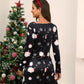 Christmas Print Crew Neck Dress