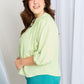 Davi & Dani Full Size Crewneck Button Down Puff Sleeve Blouse
