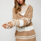 Davi & Dani Striped Drawstring Hooded Tunic Sweater
