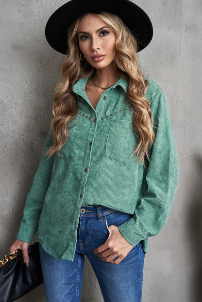 Studded Corduroy Shirt Jacket