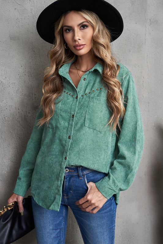 Studded Corduroy Shirt Jacket