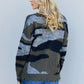 CY Fashion Full Size Multicolored Distressed V-Neck Sweater